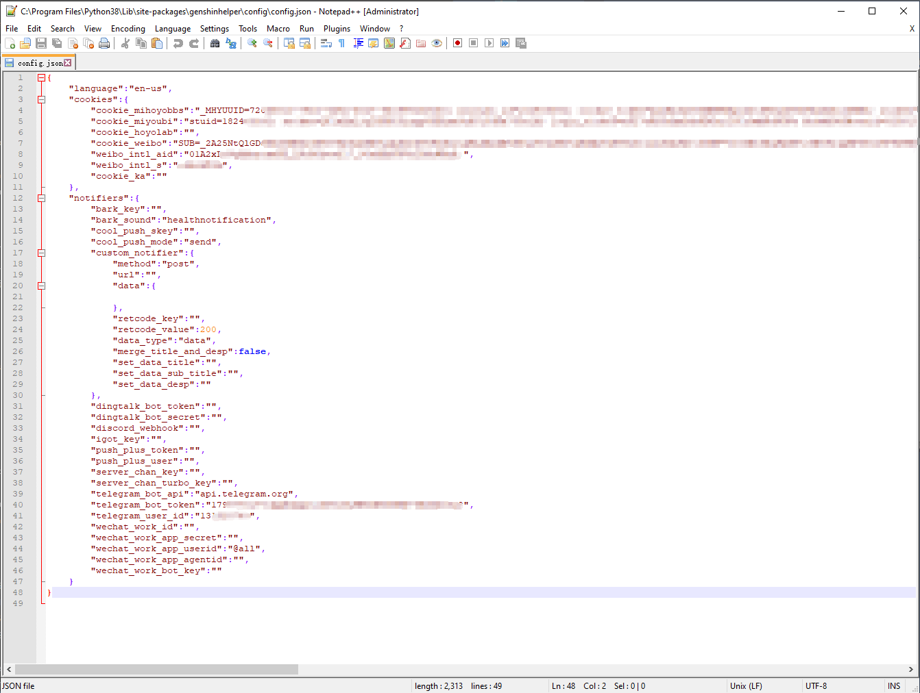 config file config file