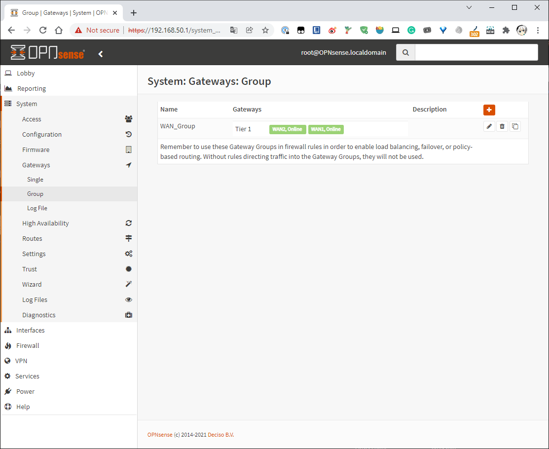 WAN Group设置完成