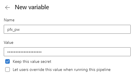 pfx password variable